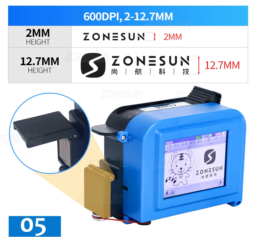 ZONESUN ZS-DC1 portátil portátil máquina de impressão a jato de tinta 