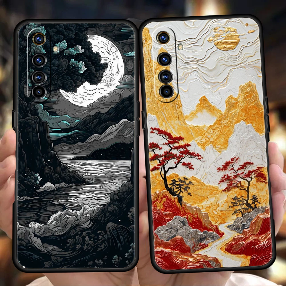Shockproof Silicone Phone Case with Landscape Painting Design