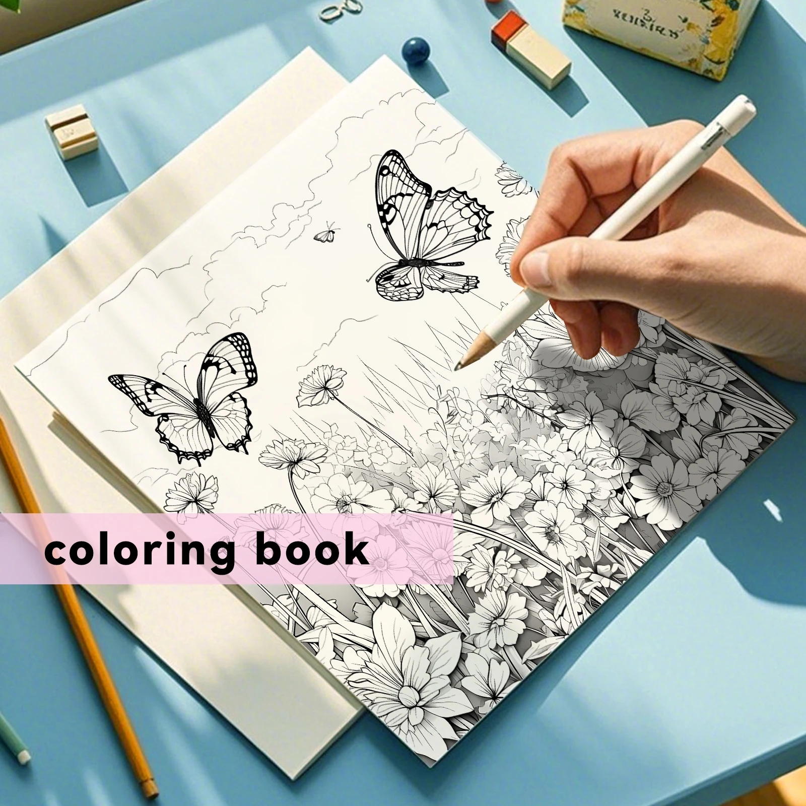 Beautiful Flowers Coloring Book 24Page Adult Picture Books Gift For Relieve Stress Kill Time Graffiti Painting Drawing Art Book 6