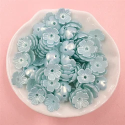 Vibrant Floral Acrylic Beads for DIY Jewelry and Crafts - 80 - Piece Set (5 petals Light Blue)