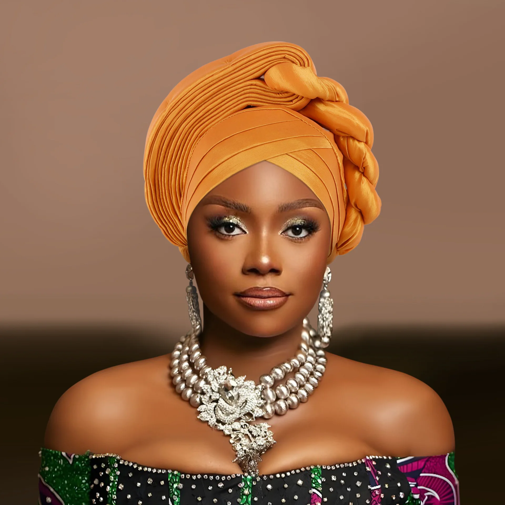 

Головной убор в африканском стиле Auto Gele, Aso Oke, нигерийские косички, свадебный головной убор для женщин, мусульманская шляпа, хиджаб, тюрбан, шапка, уже изготовленные головные уборы