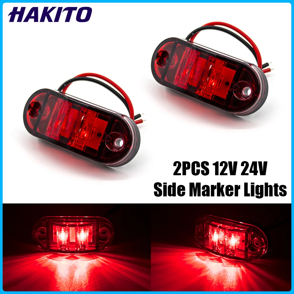 2x 12V 24V Red LED Side Marker Lights Warning Light Auto Car External