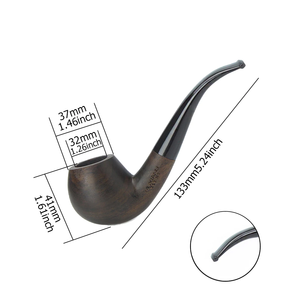 Tobacco Pipe Smoking Pipe Old Fox Black Sandalwood Tobacco Bent Apple Pipe Set Accessories 9MM Filter Solid Wood Dry Ebony Smoking Pip With 10 Tools Kits