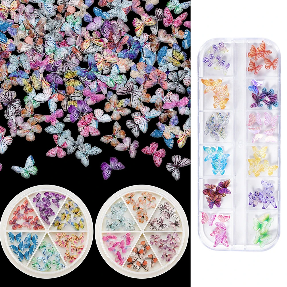 

Aurora Glitter 3D Colorful Butterfly Nails Jewelry DIY Resin Manicure Decals Nail Art Decorations Accessories