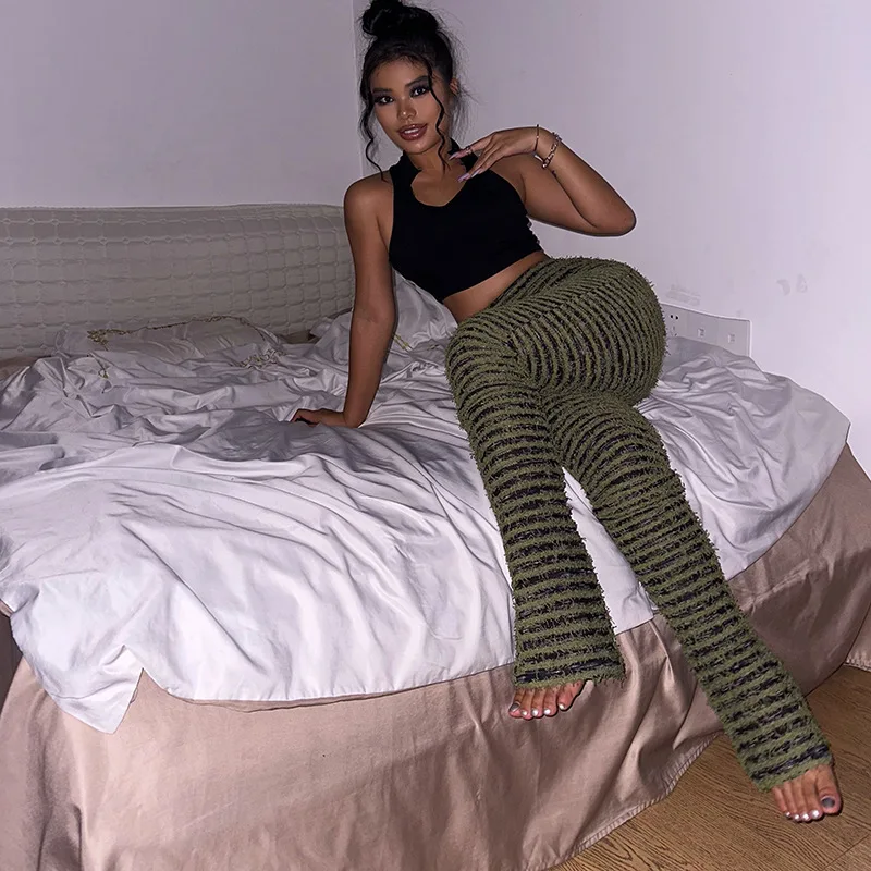 Y2k Striped Knitted Pants