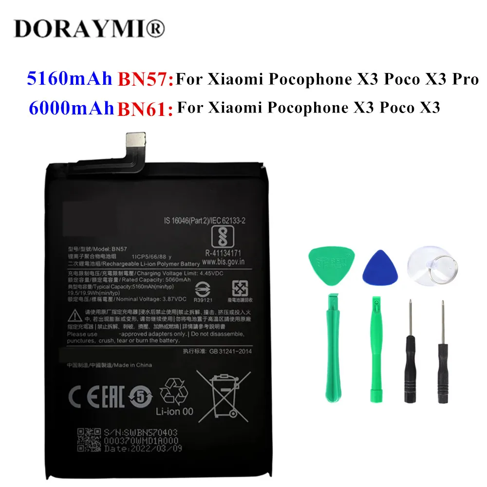 New Original BN57 BN61 Replacement Battery For Xiaomi Pocophone X3 Poco