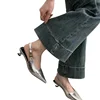 Gold Silver High Heel Pointed Toe Women Slingback Shoes Woman Elegant Summer French Style Back Empty Single Pumps 6
