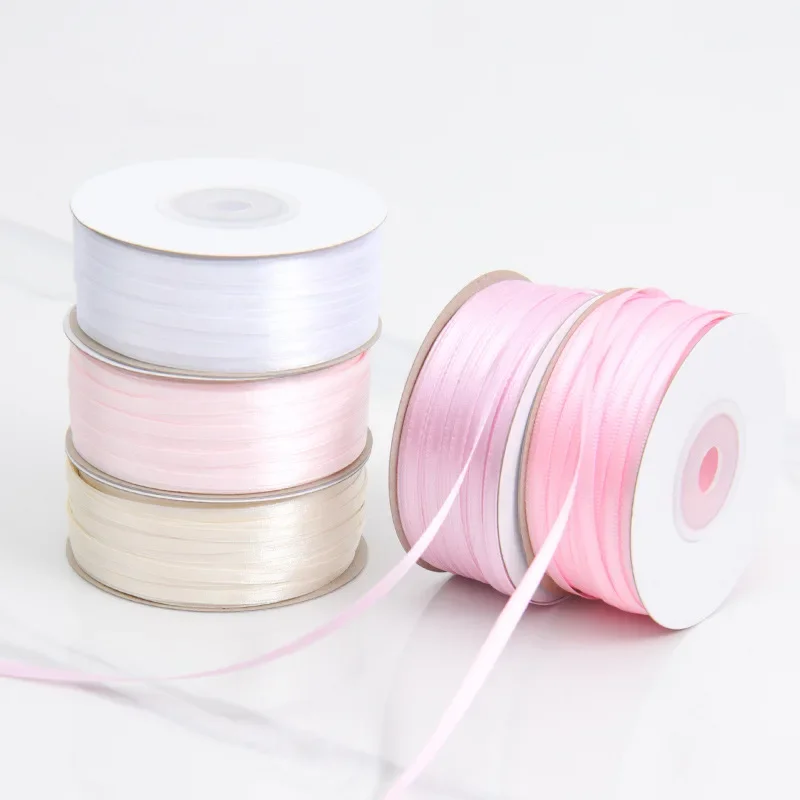 1pc Coloured ribbon 3mm Fine ribbon Two-sided Polyester fiber Braided hair accessories Party Dressing DIY Handmade materials ribbon decoration ribbon supplies polyester ribbon