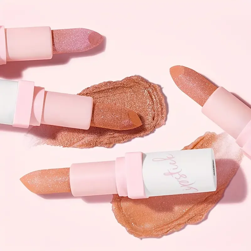 Shimmering Pink Metallic Waterproof Lipstick - Long-Lasting Glitter Shine