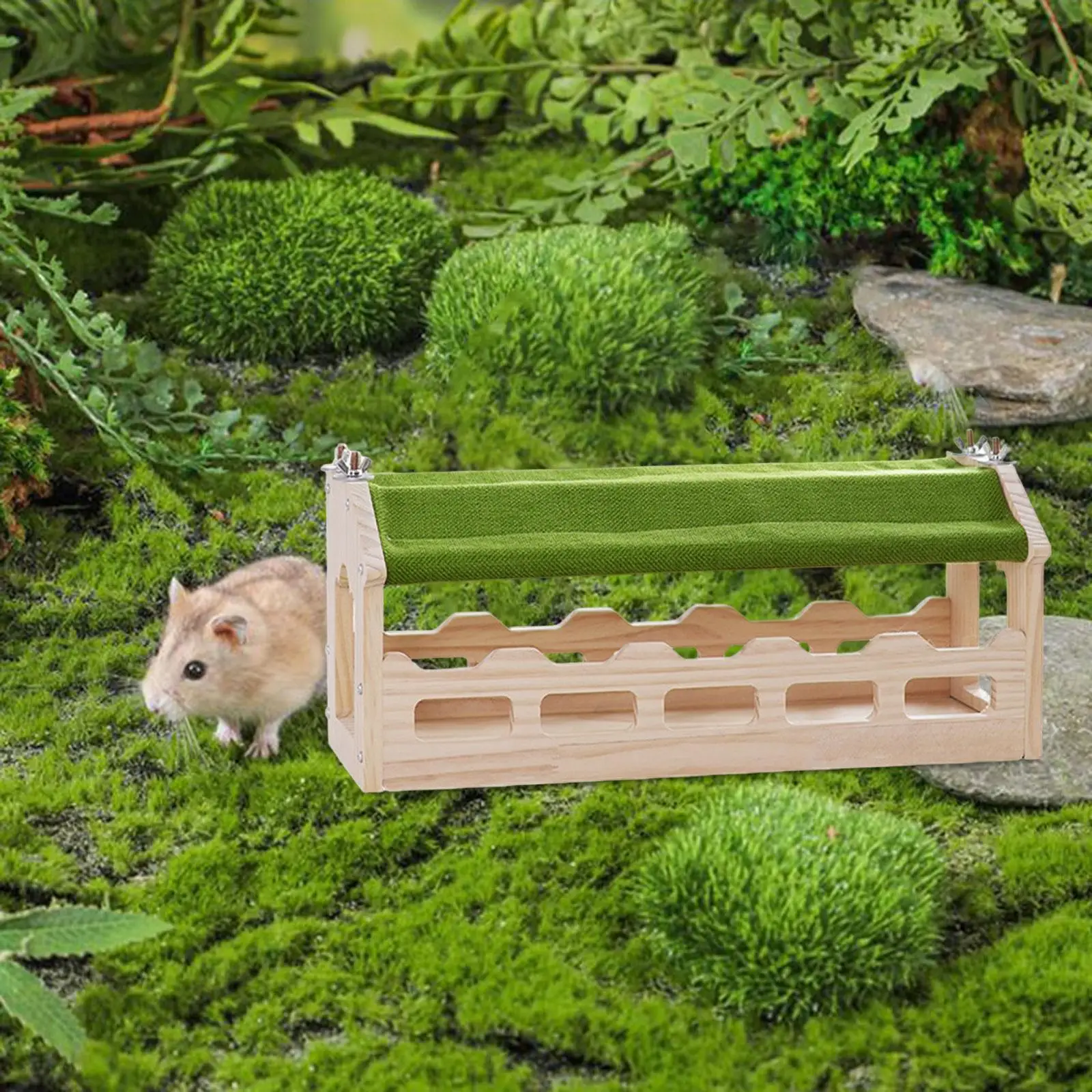 Wooden Suspension Bridge Decorative Sturdy Compact Hide Out Shelter Habitat Toy for Ferret Hamster Small Animals