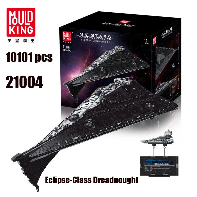 

Eclipse-Class Dreadnought Ultimate Millennium Destroyer MOC Building Blocks Model Kit Star Plan MOULD KING 21004 Educational Toy