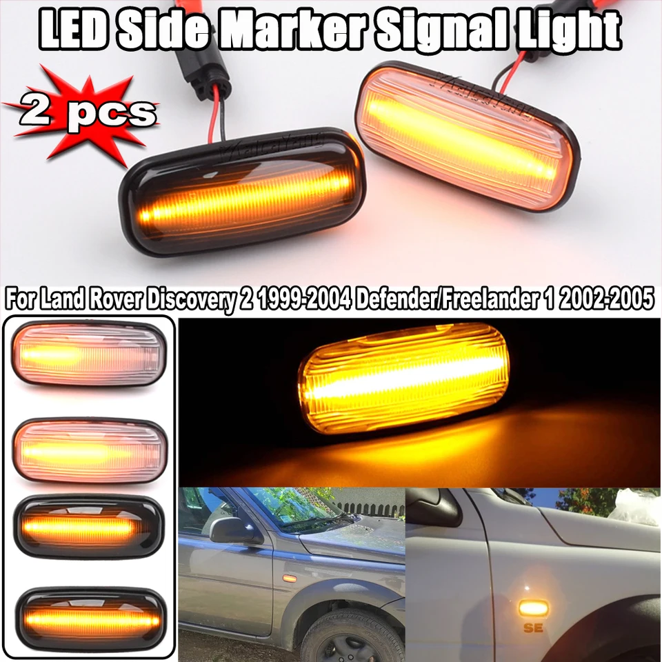 2 Pièces Pour Land Rover Defender Eelander Discovery 2 Lentille Fumée LED Feu De Position Latéral Dynamique Ambre Clignotant Sans Erreurs