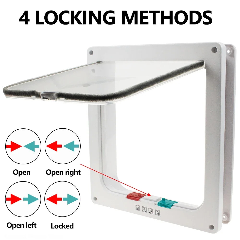 Flap Door with 4 Way Security Lock For Small Dogs Cats Kitten Plastic Small Pet Gate Kit Home Cat Doors cat door pet door