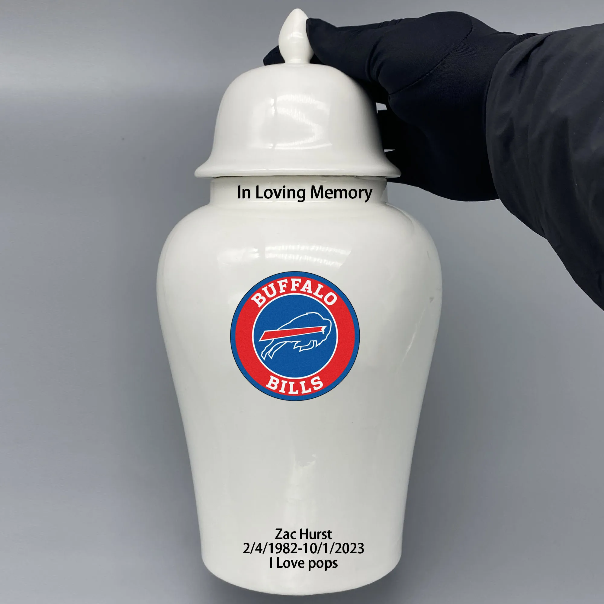 

Large Urn for Buffalo Bills-themed Logo Custom Urn.Send me the name/date you want to appear on the urn by Remarks Message.
