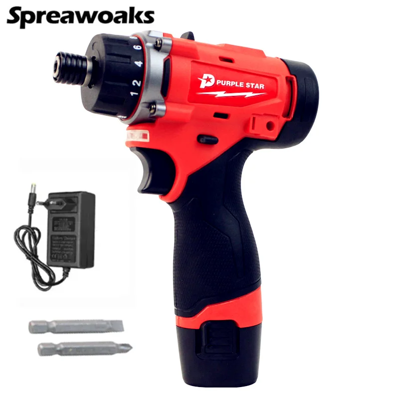 Cordless Screwdriver Electric Drill 12V Power Tools 2 Gears Practical Screw Driver Tool Repairing Kit With Battery And Charger