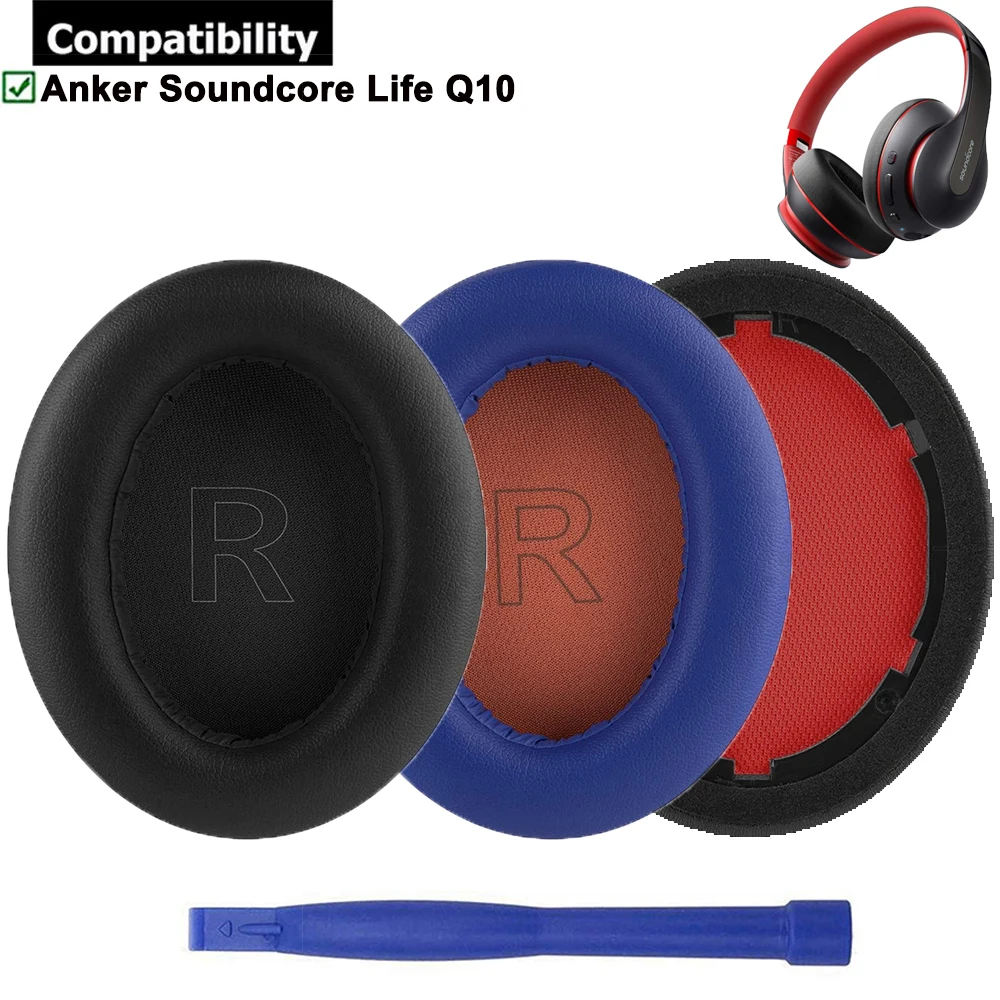 Protein Couro Substituição Earpads Almofadas de Ouvido Almofada Peças Reparo para Anker Soundcore Vida Q10 q 10 bt Fones Ouvido 1par