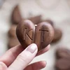 Heart-shaped Ring Box Walnut Wood Proposal Wedding Valentine Rings Storage Free Engraving Logo Personalized Customized Gift 3