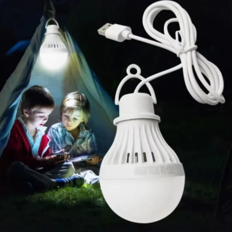 5V USB Dimming LED Bulb 3/5/7/9/12W Lights Reading Night Lamps Wall Hanging Adjustable for Camping Home Bulbs Light Ball