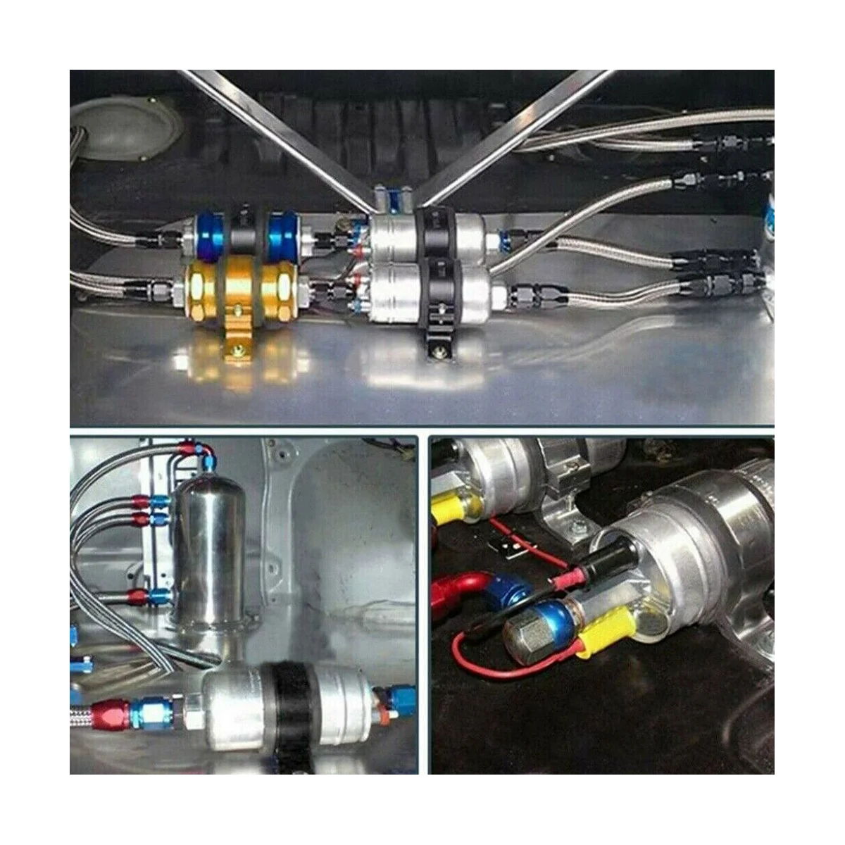 연료 펌프 단일 마운트 브래킷 연료 필터 외부 브래킷 클램프 크래들, 레드 60mm, 044 BOSCH 380LPH 300LPH 용, 2 개