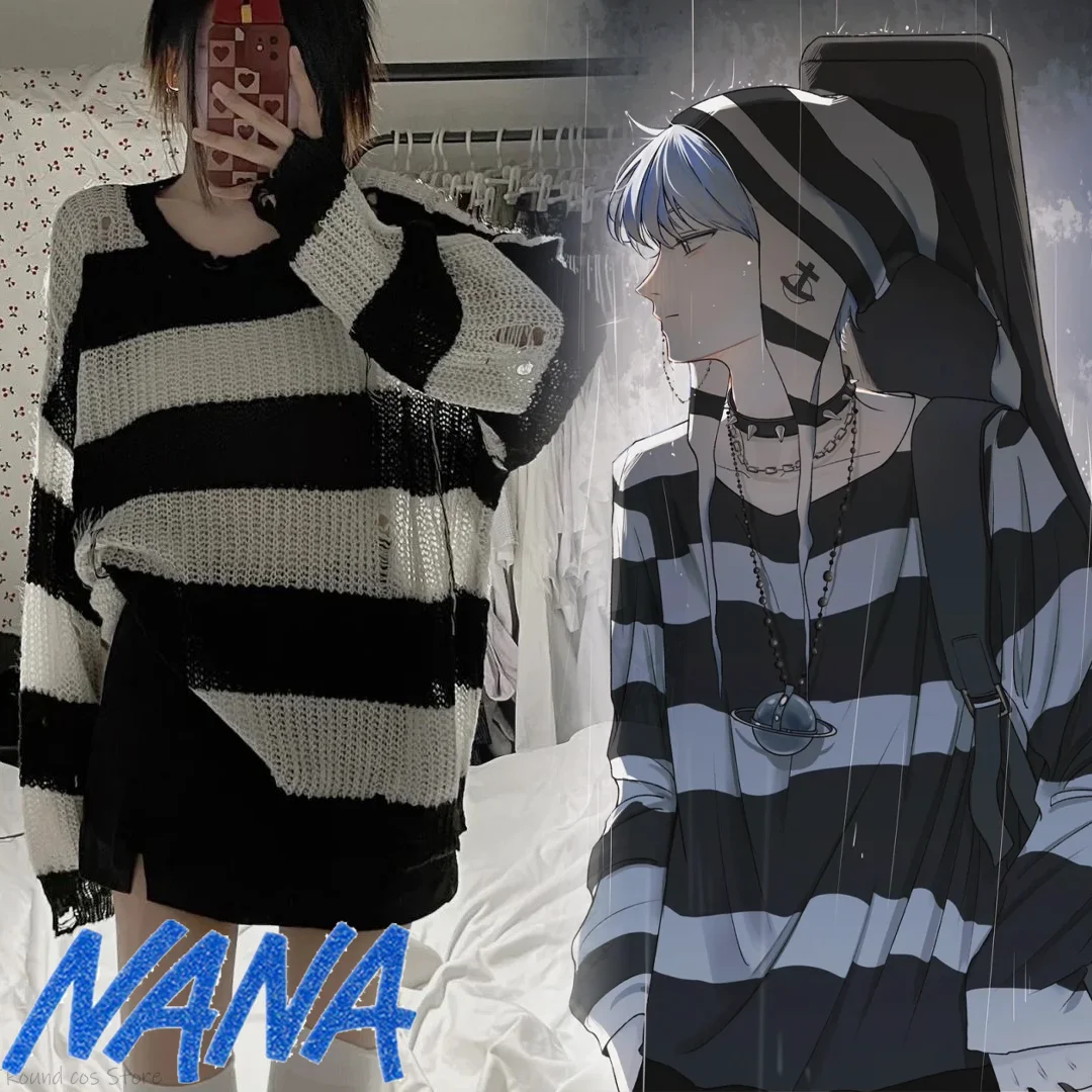NANA 岡崎真一 Okazaki Shinichi コスプレ 衣装 M アニメナナ岡崎新一コスプレ衣装大人ユニセックスストライプ