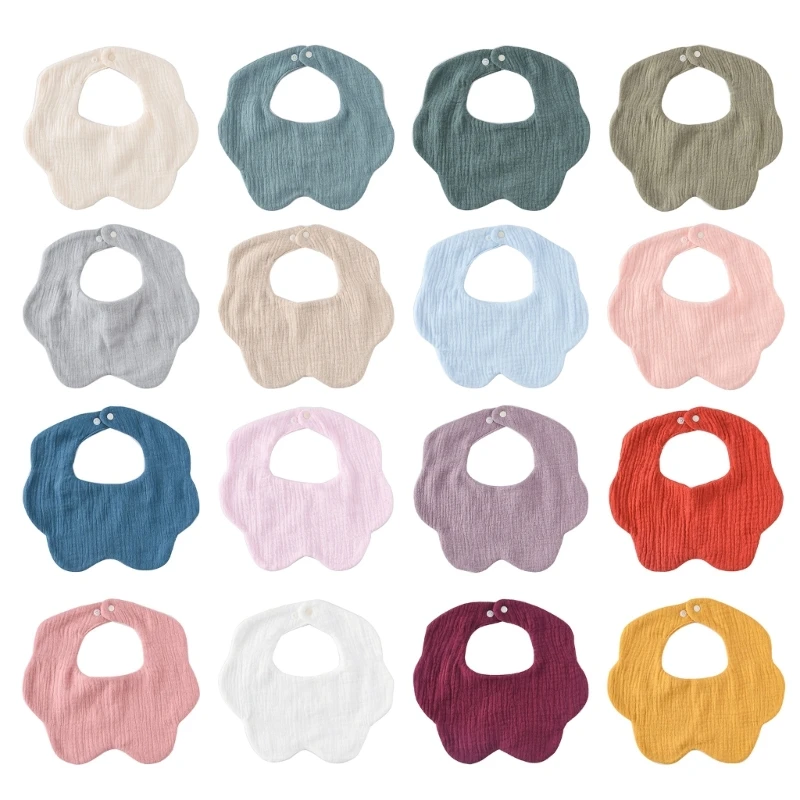 

Stylish Baby Feeding Bib Absorbent Cotton Drooling Bibs Soft & Breathable Burp Cloth Solid Color for Mess Feeding H37A