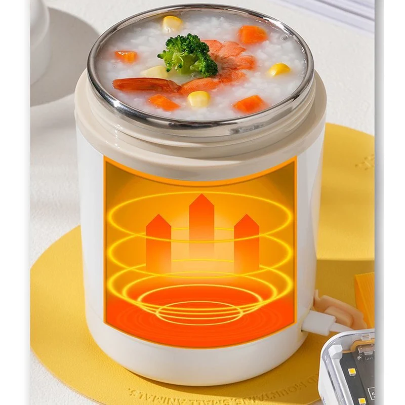 USB 스테인레스 스틸 전기 도시락 상자 0.6L 5V 12V 24V 작업자 여행 캠핑 휴대용 음식 가열 따뜻한 컨테이너 자동차 오피스 세트