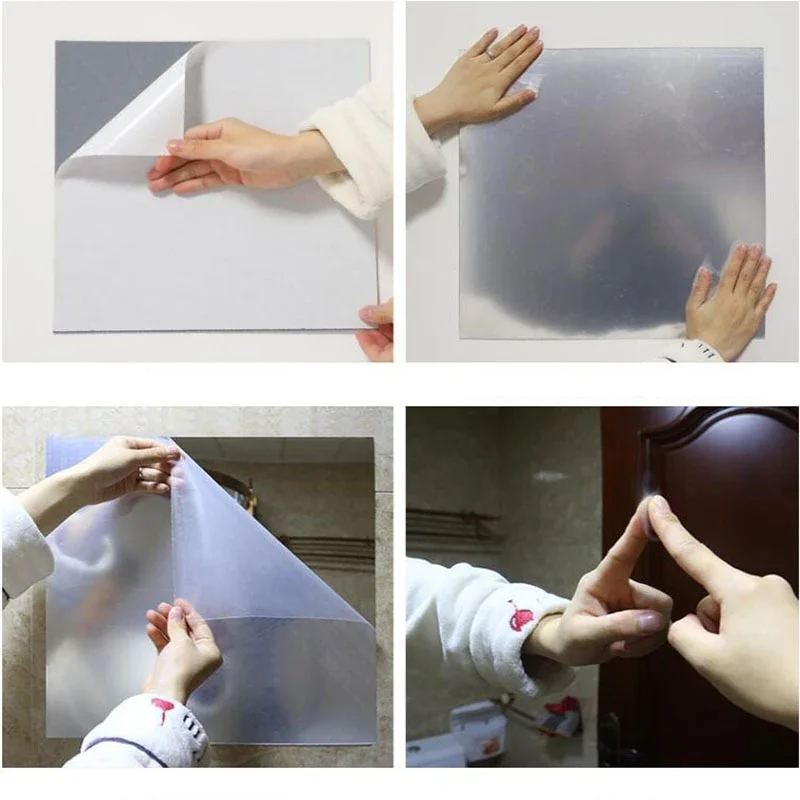 Elliptic HD Anti Fog Wall Mirror Sticker Self Adhesive Shatterproof Acrylic Non-Glass Safety Mirror Sheets for Home Decor