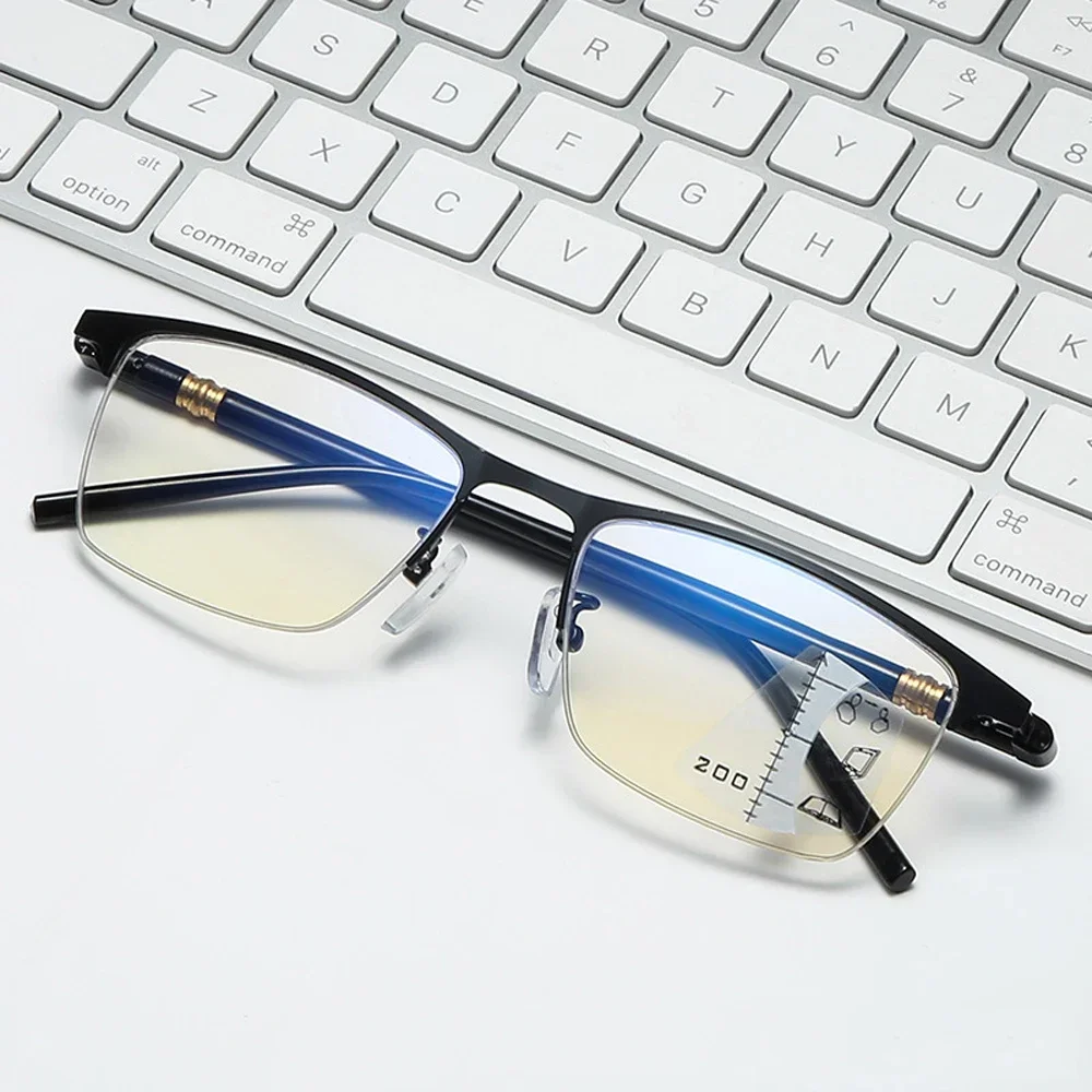 

Progressive Multifocus See Near and Far Reading Glasses Women Men Semi-rim Classic Anti-blu +1 +1.5 +2 +2.5 +3 +3.5 +4