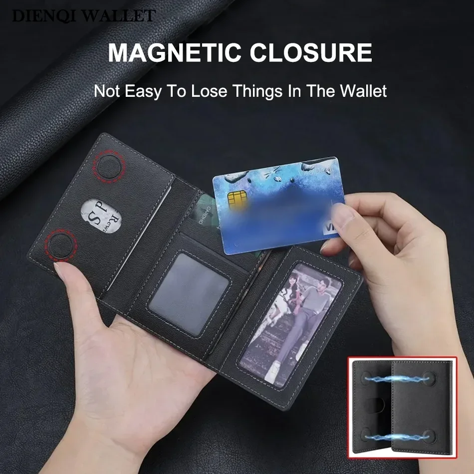 Portafoglio Magnetico a Tre Pieghe in Pelle PU, Porta Carte Magnetico per iPhone 16 15 12 13 14 Pro Max Plus Mini - immagine 5