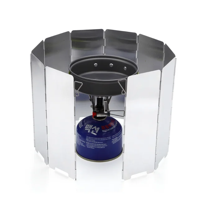 10 Tányér Kültéri Gáz Kályha Szélvédő Összecsukható Kemping Főzés Égő Szélálló Képernyő Alumínium Ötvözet Piknik - Image 6