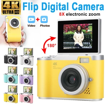 4K Digital Camera 48MP Resolution 8x Digital Zoom 180° Flip Screen Selfie Camera Student CCD