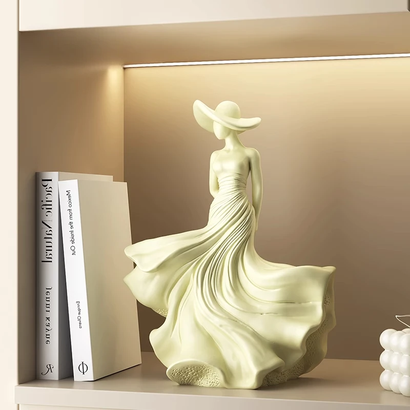 WSHYUFEI Gift From Spring for Yourself  Girl Wearing Dress Home Decor High-End Resin Crafts Mother's Day Gift Office Decoration 4