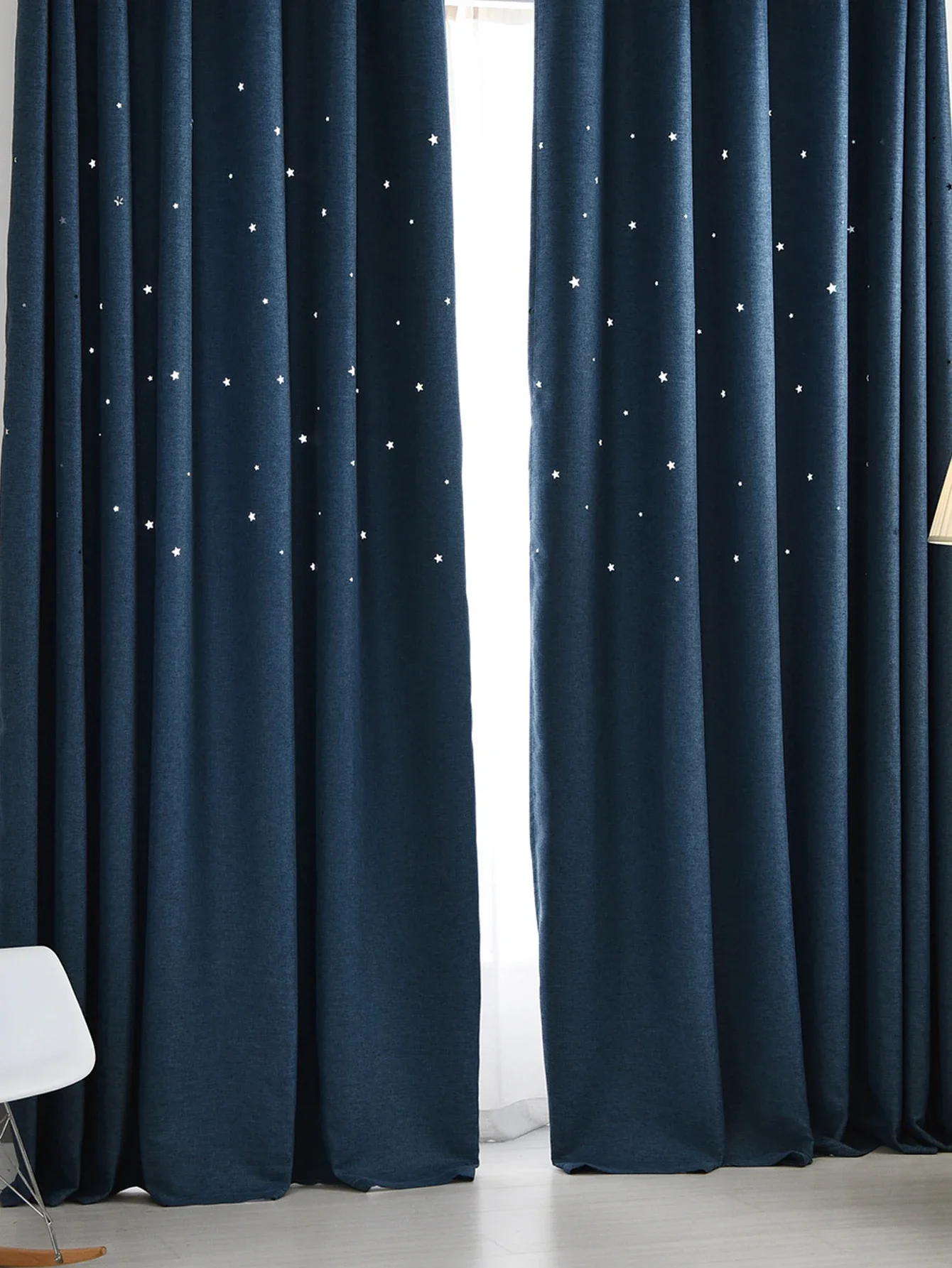 1PC Light Luxury Modern Black Night Hollowed Out Star Fashionable Curtains 3