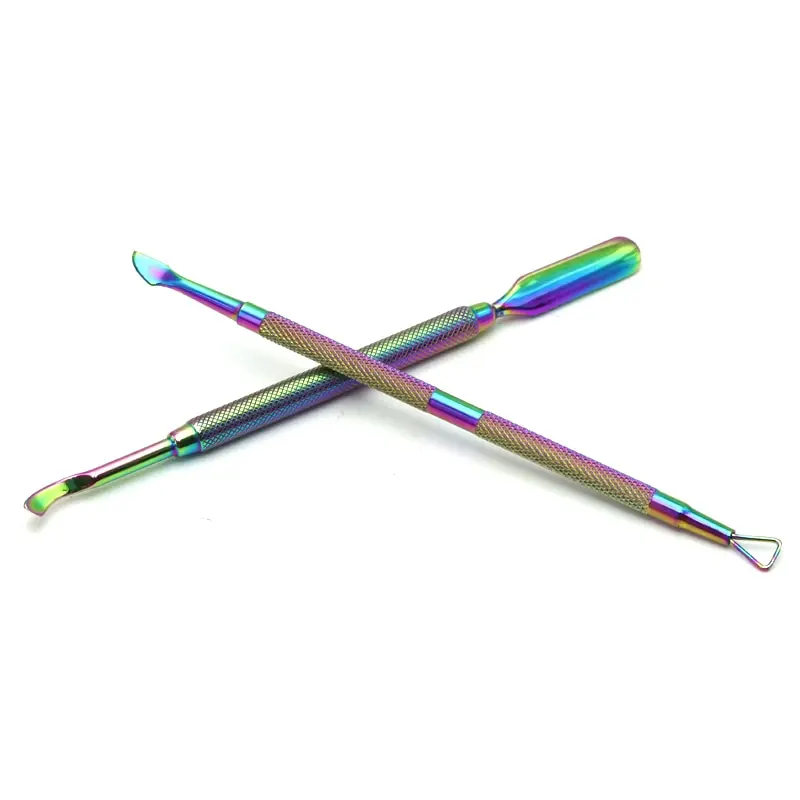 Color Stainless Steel Nail Cuticle Pusher Dual Ended Finger Dead Skin Push Pedicure Dead Skin Remover UV Gel Nail Tools nail art pusher cuticle pusher manicure tools nail manicure tools manicure pedicure tools dead skin remover