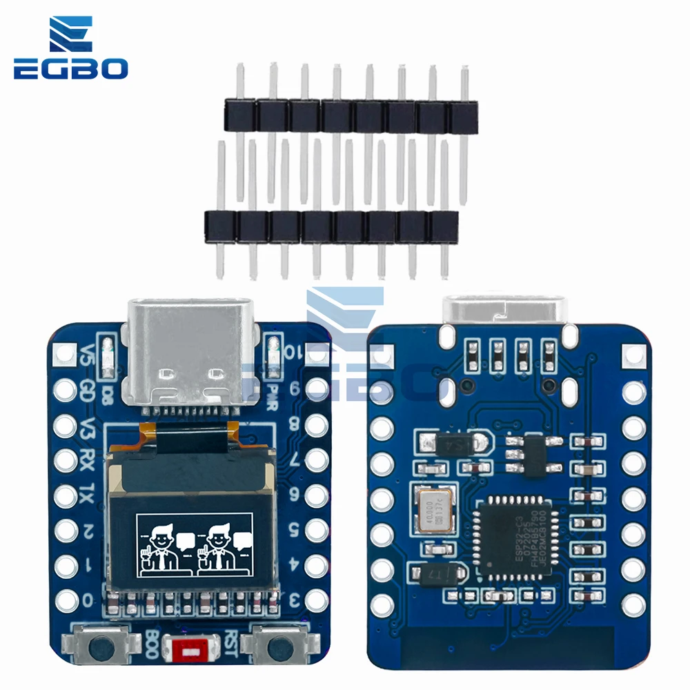 รูปสินค้า 1 ~ 4PCS MINI ESP32-C3 บอร์ดพัฒนา 2.4G Wifi 4 BT โมดูล 0.42 นิ้วจอแสดงผล OLED 4MB แฟลชเสาอากาศเซรามิค USB Type-C