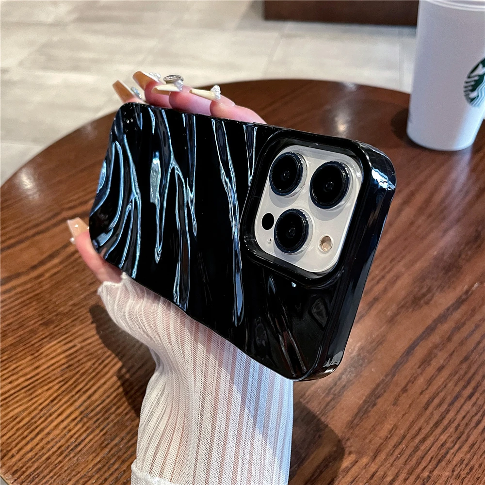 Luxury Curly 3D Wavy Pattern Candy Color Soft Shockproof Phone Case