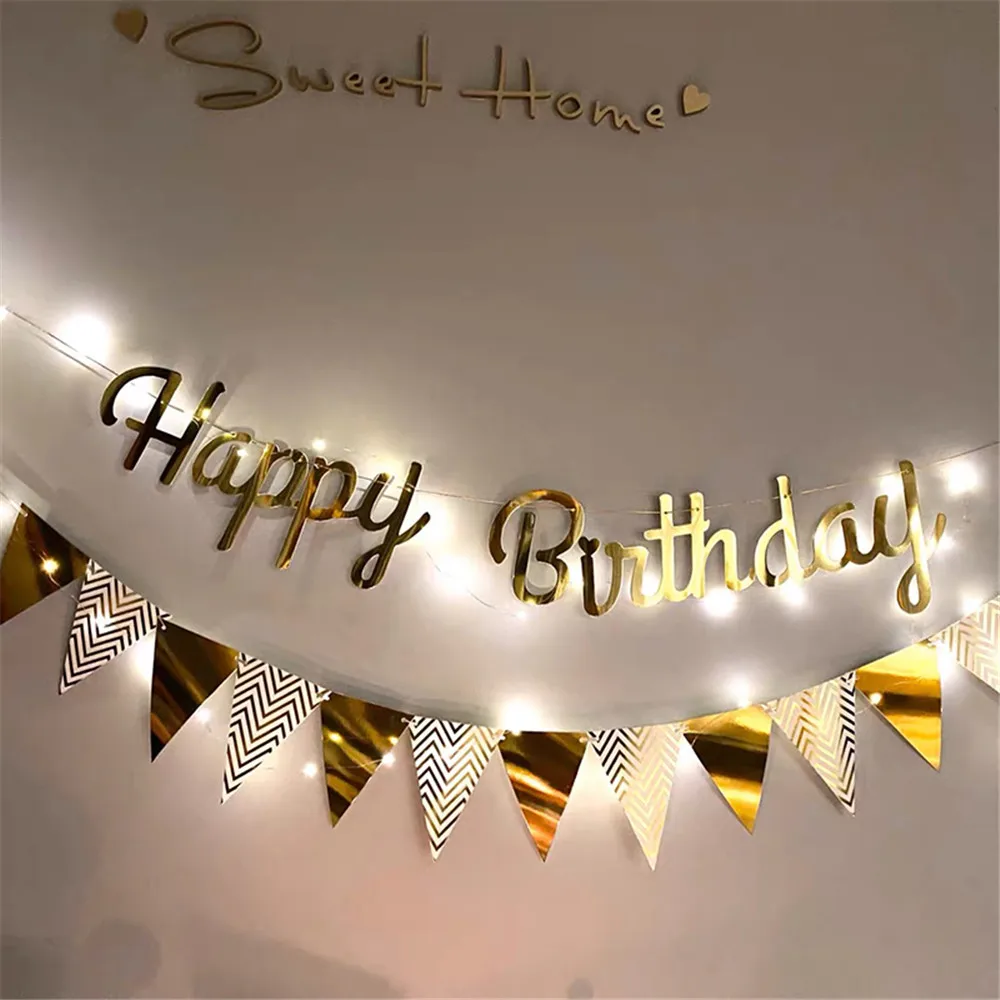 Birthday Banner Party Decorations Multi Themes DIY Colored Lights Set
