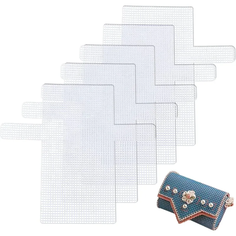 3D Mesh Fabric 5pcs Plastic Mesh Canvas Bag Sheets Plastic Bag Shaped Net Cover DIY Crafting Handbag Accessories Acrylic Yarn Crafting Knit