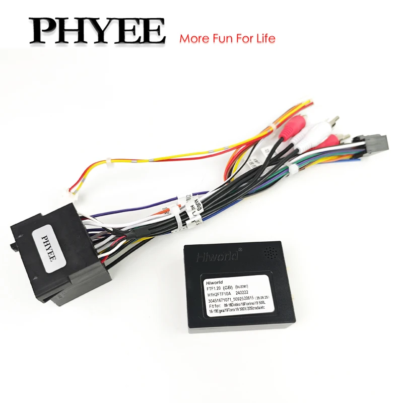 Mini-ISO Harness CAN Bus Decoder, SWC Retention RCA P&P 16Pin Android, for Fiat 500 2007-2015, Panda 169 Doblo 263, Punto Ducato