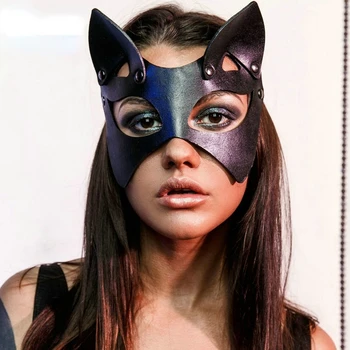 BDSM Erotic Women Sexy Mask Half Face Fox Cosplay Leather Sex Mask Halloween Party Mask Masquerade Ball Fancy Masks Adult Games 2