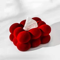 Flocked Tissue Box Geometrically Spherical Bubbles Ball Paper Towel Holder Napkin Holder Tabletop Storage Container Organization 2
