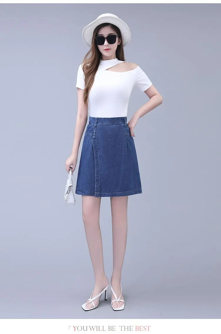 Five point Jeans Skirt Women's Summer Thin Four point Wide leg pants 2026 New Woman Loose Shorts High waisted Short Casual Pants