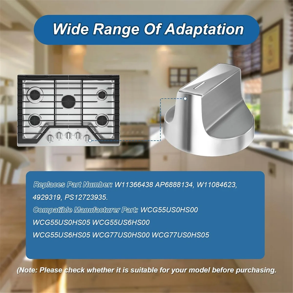 5PCS W11366438 Oven Range Stove Knob Assembly Replacement for Whirlpool Knob W11084623 AP6888134 W11084623 Stove