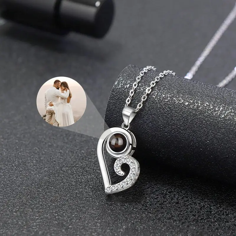 Personalized Projection Custom Photo Necklace for Women- Heart Pendant Necklace- Memorial Photo Necklace- Couple Gift Jewelry