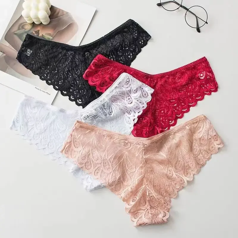 

3PCS Lady Briefs Sexy Panties Lace Intimate Women Lingerie Comfort Thongs Solid Underwear Fashion Underpants Breathable G-string