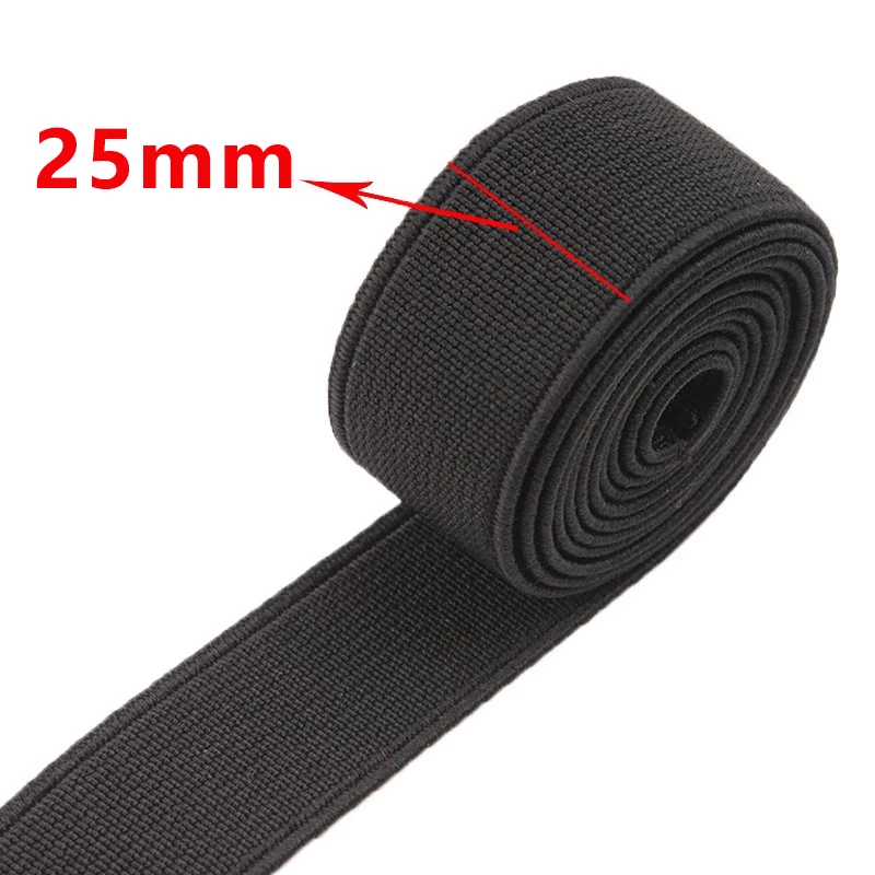 Black Nylon Elastic Waistband - Stretch Tape for Sewing and Crafts (4 Meters, 10-80mm Width)