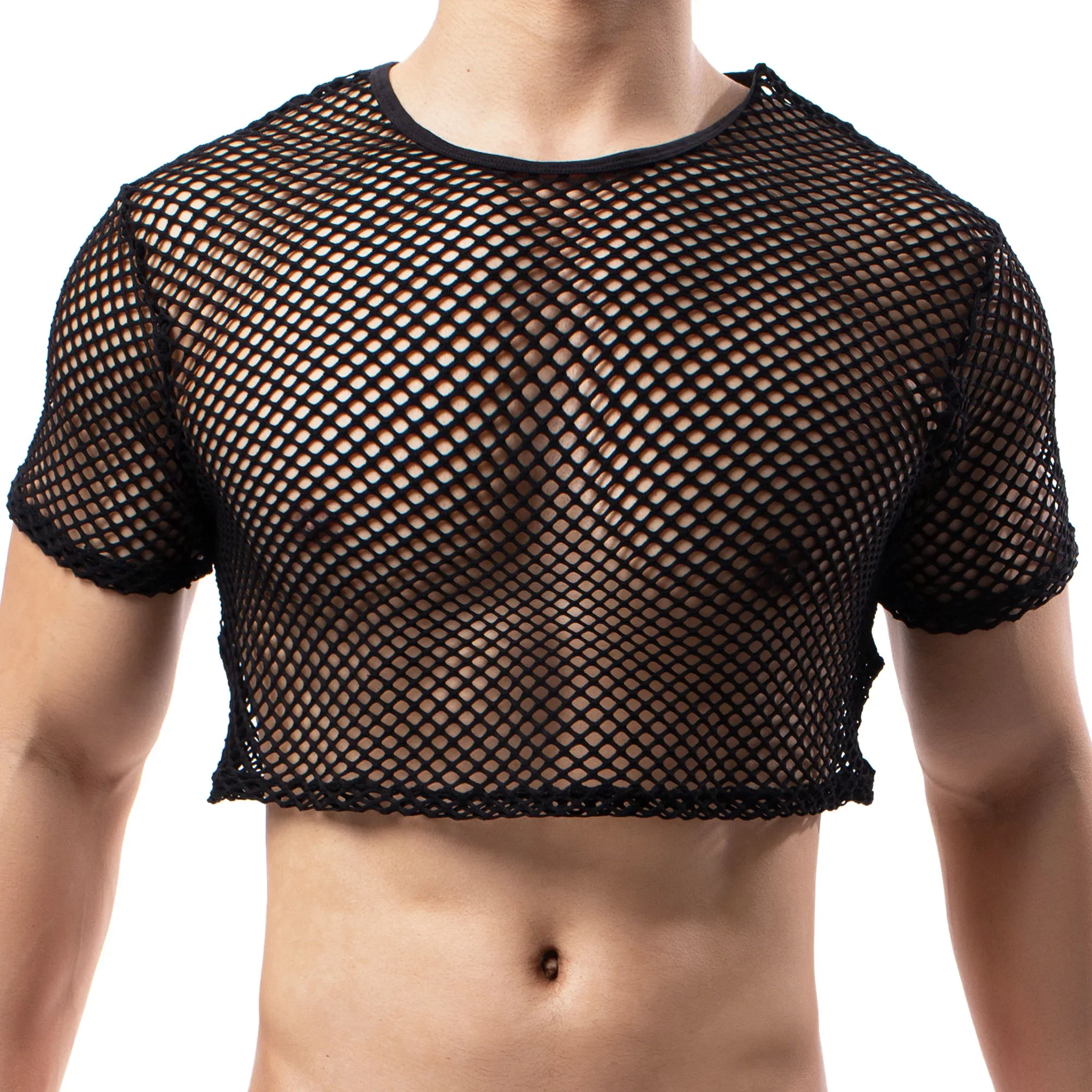 YUFEIDA Men's Sexy Hollow Out Bathrobes Fishnet Underwear Mens Kimono Robes Sleepwear Briefs Thongs Shorts Dressing Gown Pajamas