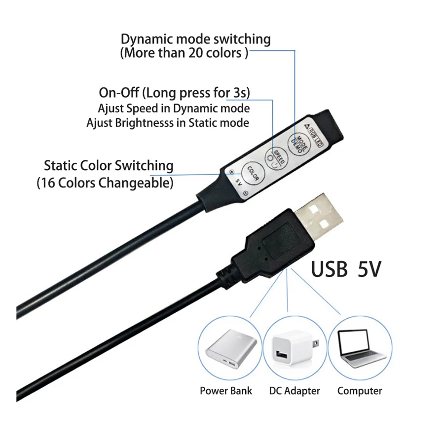 RGB LED Strip Light with Sound Sensor and Flexible Installation