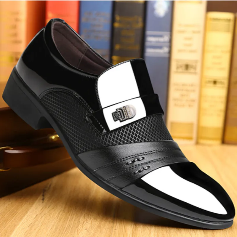 Spring & Autumn Patent Leather Men Shoes Slip-On Dress Business Formal Casual Large Size 38-48
