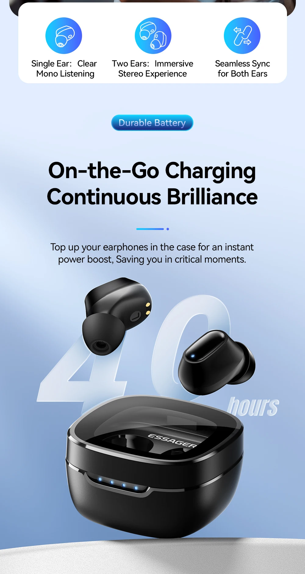 TWS Bluetooth5.3 Earphone Noise Cancelling Earbuds True Wireless Stereo Sports H